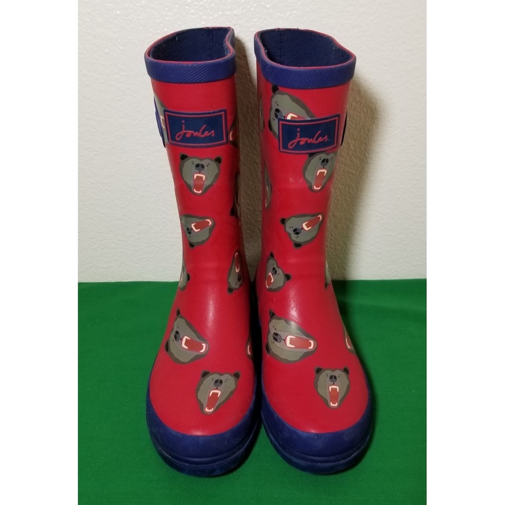 Joules Junior Welly Animal Bear Printed Strap Boys Waterproof Rain Boots Size 2